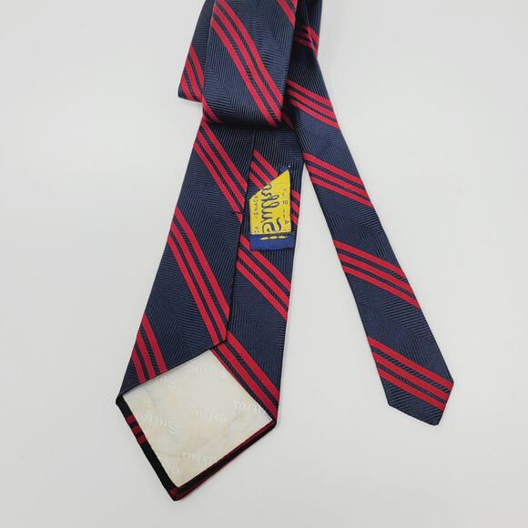 Vintage Sulka Tie Stripes Silk Navy Burgundy 57" Long A Few Minor Flaws Necktie - Picture 3 of 9